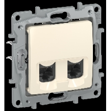 IEKETIKA Розетка компьютерная двойная RJ45 категория 5Е UTP 6723551 слоновая кость