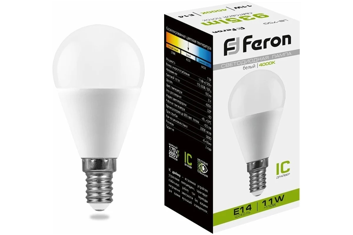 Лампа светодиодная Feron LB-750 11W 230V E14 4000K