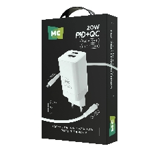 Сетевое зарядное устройство MORE CHOICE NC85i 1USB+1Type-C 3.0A PD 20W+QC3.0 для Lightning 8-pin Type-C, белый