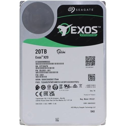 Жесткий диск HDD Seagate Exos X20 20Tb 7200rpm SAS 256Mb 3.5