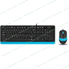 Комплект клавиатура+мышь A4Tech FStyler F1010 проводной, USB, 1600 DPI, чёрный/синий