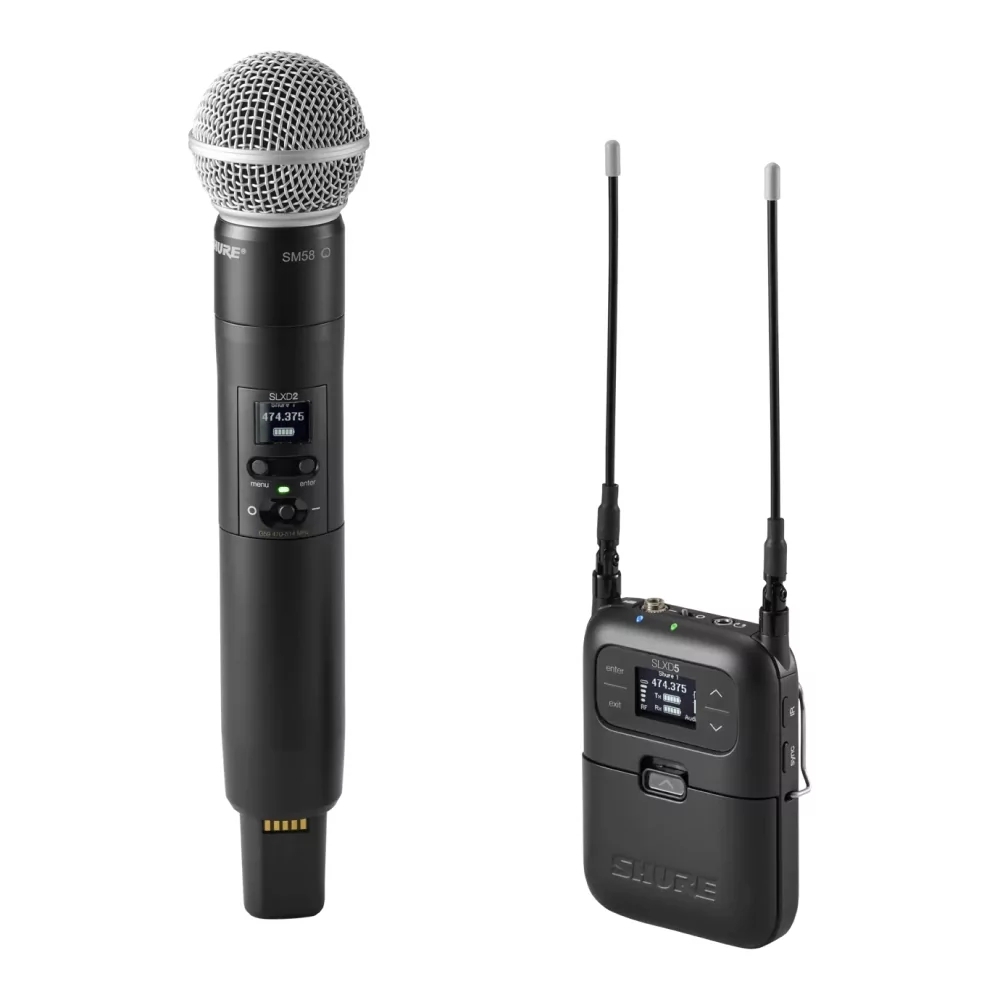 Ручной передатчик SHURE SLXD2/SM58=-H56 с капсюлем SM58. Частота UHF 518-562 МГц