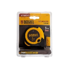 Рулетка Denzel 5м х 25мм, двухкомп. корпус, кнопка-пауза