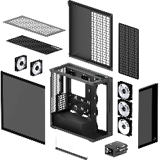 Корпус Arctic Xtender, Midi-Tower, чёрный, 3 x 140 мм, 2 x 120 мм