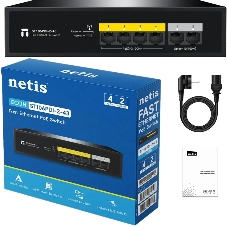 Коммутатор Netis ST106PDI-2-43, 4×100 Мбит/с PoE + 2×100 Мбит/с Uplink, неуправляемый