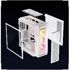 Компьютерный корпус без блока питания Case Corsair iCUE LINK 5000T LX RGB, Midi-Tower, TG, 3x120мм RGB, 4xUSB-A 3.2, 1xUSB 3.2 Type-C, E-ATX, ATX, mATX, mITX White
