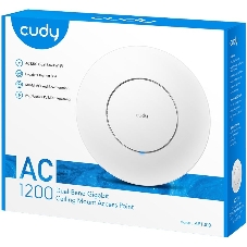 Точка доступа Cudy AC1200 Dual Band Gigabit Ceiling Mount Access Point, MT7621DAN+MT7613B+MT7603E, 867Mbps at 5GHz + 300Mbps at 2.4GHz, 1 x GbE RJ45 Port, Support 12V DC or 802.3af PoE or Passive PoE, Internal Antennas, 48V passive PoE adapter included, Cudy Mesh Support