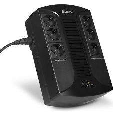 Источник бесперебойного питания SVEN UP-L1000E 1000VA/500W (6 розеток: 3х UPS/сетевой фильтр+3 x сетевой фильтр)