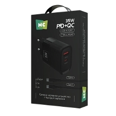 Сетевое зарядное устройство MORE CHOICE NC82a 1USB+1Type-C 3.0A PD 35W+QC3.0 для Type-C Type-C черный