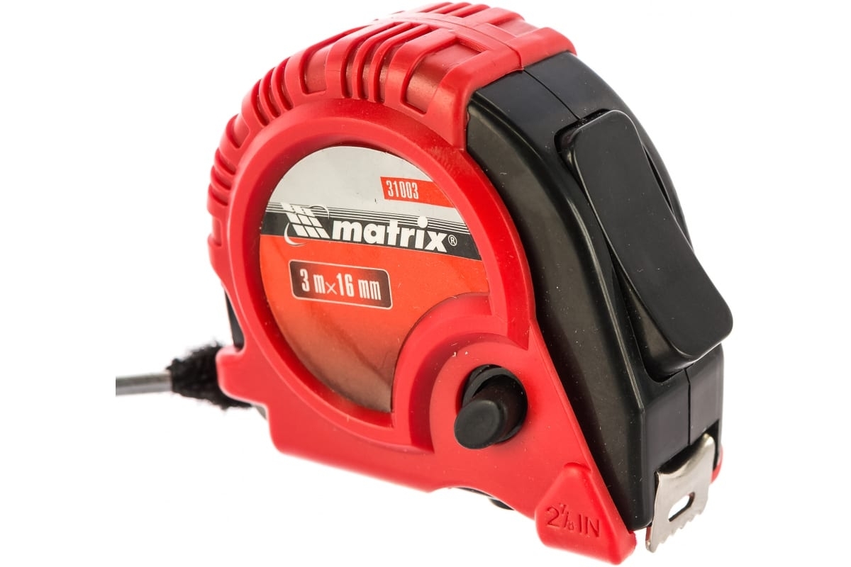Рулетка Matrix Rubber, 3 м х 16 мм, обрезиненный корпус