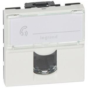 Розетка RJ 45 Mosaic категория 5е UTP 2 модуля белая (076554 - SPL - 200007)