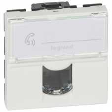 Розетка RJ 45 Mosaic категория 5е UTP 2 модуля белая (076554 - SPL - 200007)