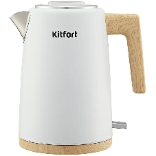 Чайник электрический Kitfort КТ-6794 1.7л. 2200Вт белый/дерево корпус: нерж.сталь/пластик