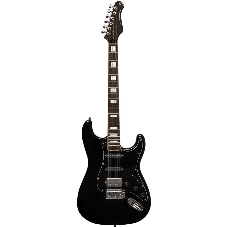 Электрогитара STAGG SES-60 BLK 6-ти струнная, корпус ольха, гриф клен, накладка палисандр, 21 лад, звукосниматели 2х сингла, 1х хамбакер, регуляторы 1x громкости, 2x тона, 5-ти поз. переключатель, колки литые никелированные, цвет черный