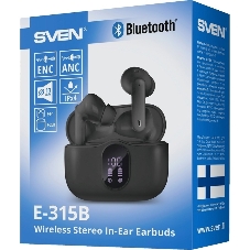 Наушники TWS SVEN E-315B черный, внутриканальные, Bluetooth, сенсорное управление, до 5 ч