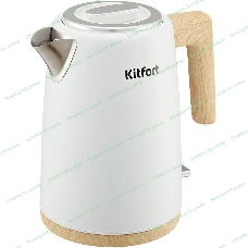 Чайник электрический Kitfort КТ-6794 1.7л. 2200Вт белый/дерево корпус: нерж.сталь/пластик