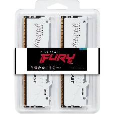 Оперативная память Kingston Fury Beast, DDR5, 32Gb (2x16Gb), 5600MHz, CL40, DIMM, с радиаторами, RGB, белый