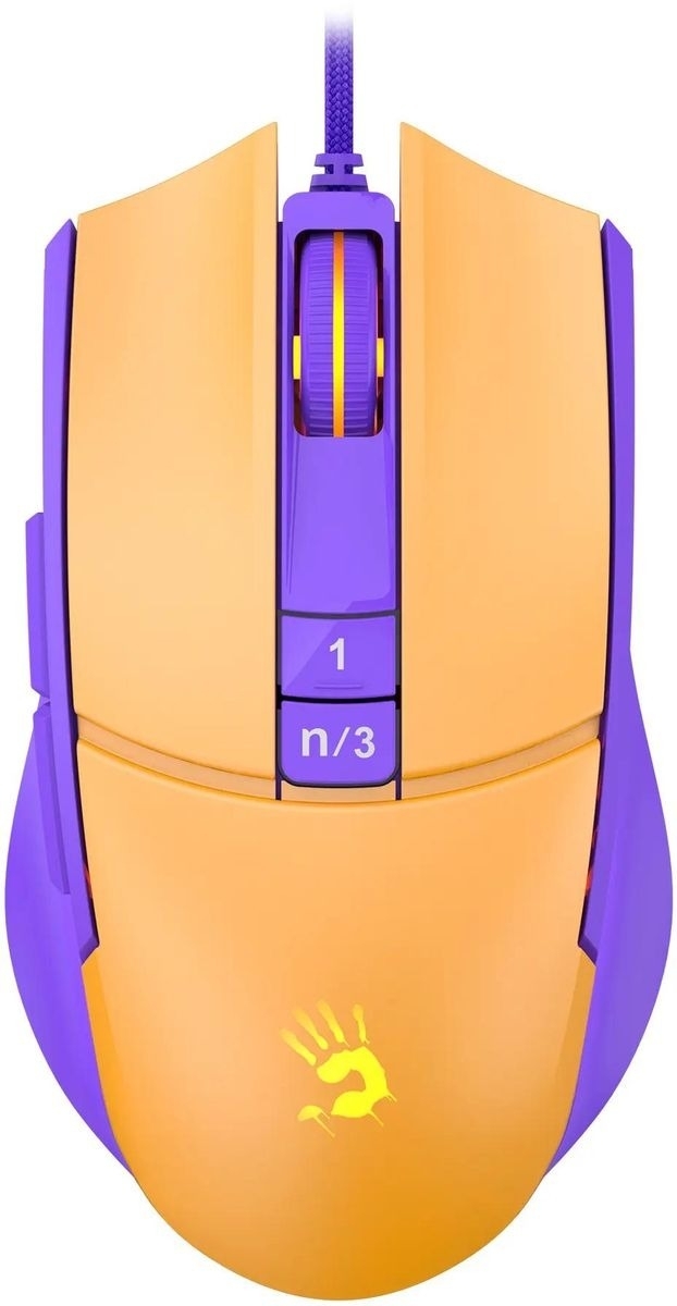 Мышь проводная A4Tech Bloody L65 Max желтый/фиолетовый, 12000 dpi, USB, кнопки - 7