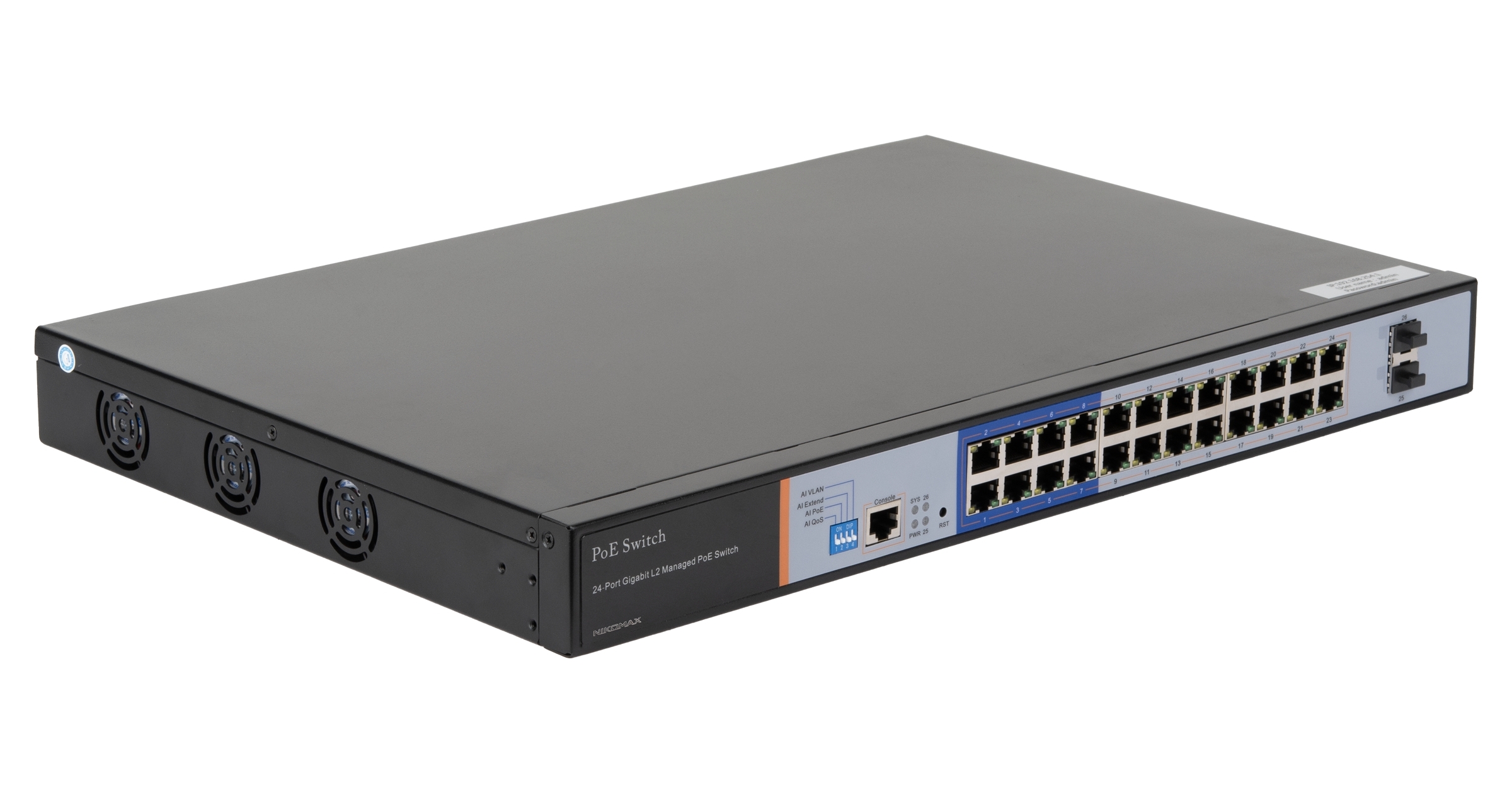 Коммутатор GIGALINK GL-SW-G205-24P, 24×1 Гбит/с PoE + 2×1 Гбит/с SFP, настраиваемый
