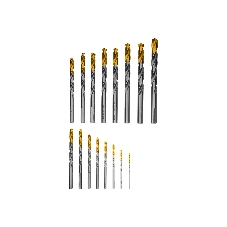Набор сверл по металлу Denzel 1-10 мм, Р6М5-TiN, Golden Tip, 19 шт