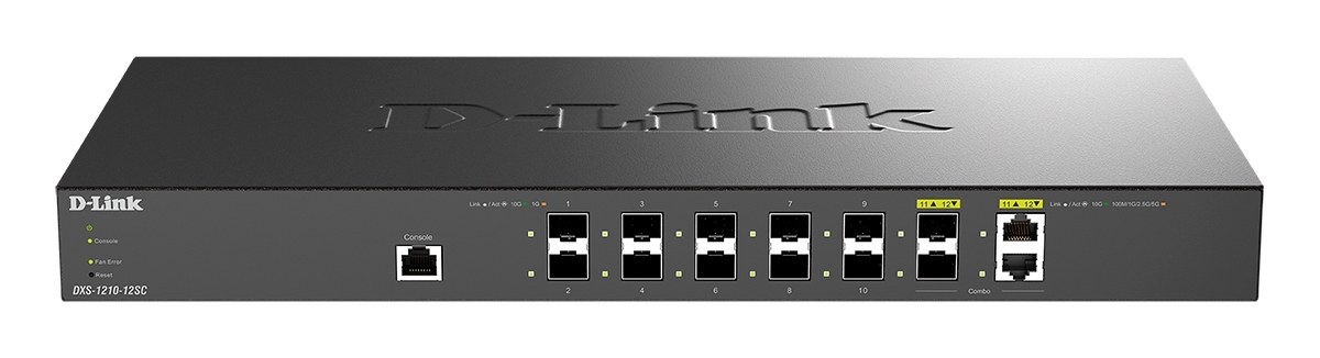 Коммутатор D-Link DXS-1210-12SC/B1A, 10×10 Гбит/с SFP+ + 2×10 Гбит/с Combo, управляемый