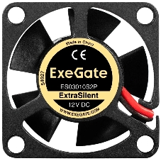 Вентилятор корпусной ExeGate ExtraSilent ES03010S2P, 30x30 мм, 8000 об/мин, 18 дБ, 2-pin, без подсветки