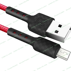 Кабель Defender F181, USB 2.0 (AM) - microUSB 2.0 (BM), 1 м, 2.4А, нейлоновая оплетка, красный.