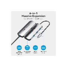 USB-концентратор Vention TQHHB, USB Type-C, USB/HDMI/RJ-45, USB Type-C