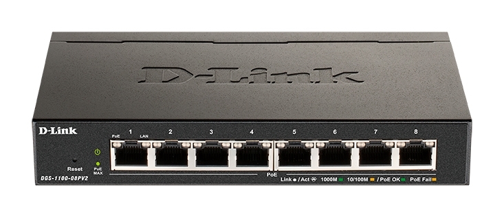 Коммутатор D-Link DGS-1100-08PV2/A4A, 8×1 Гбит/с, настраиваемый