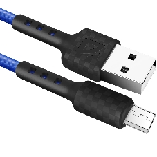Кабель Defender F181, USB 2.0 (AM) - microUSB 2.0 (BM), 1 м, 2.4А, нейлоновая оплетка, синий.