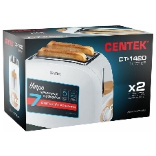 Тостер Centek СТ-1420 белый, 750 Вт, 2 слота