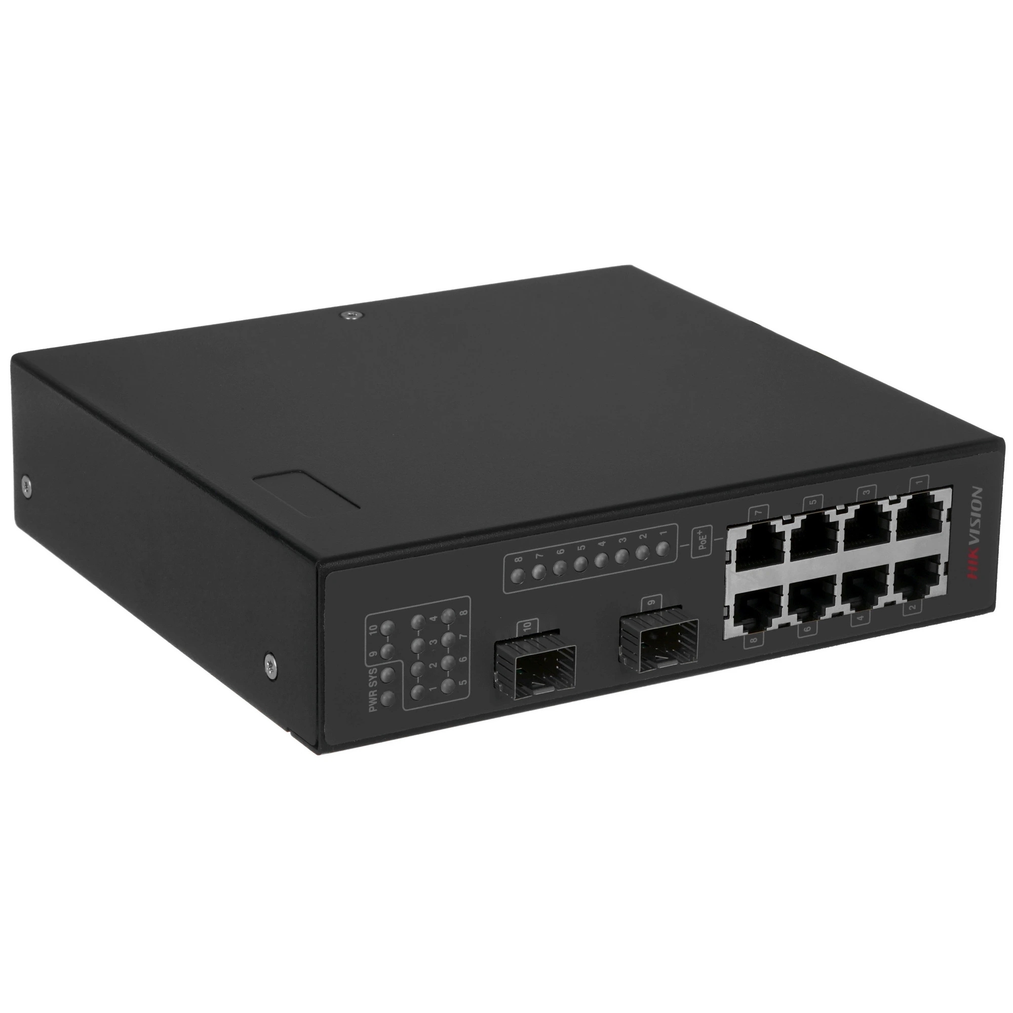 Коммутатор Hikvision DS-3T0310P, 8×100 Мбит/с PoE+ + 2×1 Гбит/с SFP, неуправляемый