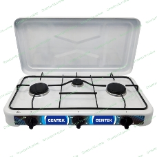 Плита настольная газовая Centek CT-1522 белый, 1.7 кВт, газ, конфорки - 3, эмаль, поворотные переключатели