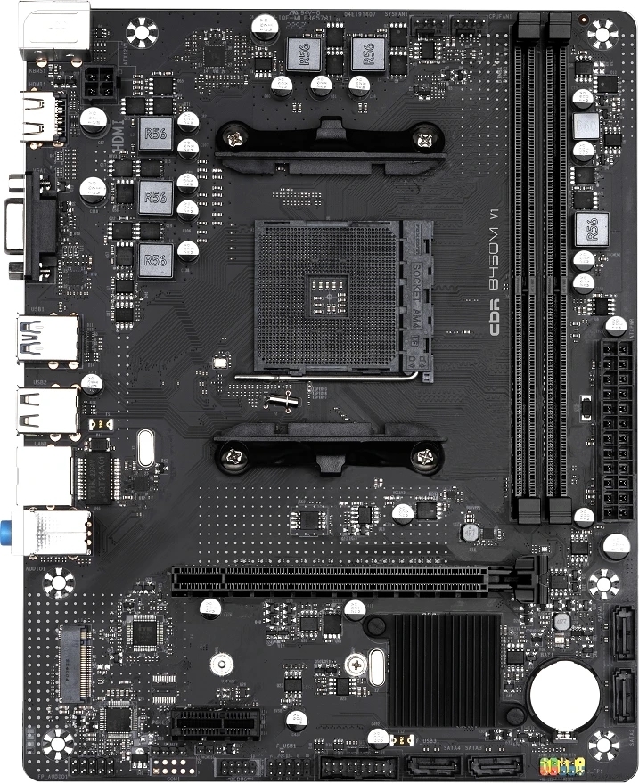 Материнская плата CBR B550M OEM, AM4, AMD B550, 2xDDR4, 4xSATA, 1xM.2, 1xPCIe 4.0 x16, 1xPCIe x1, 1xVGA, 1xHDMI, 1x1Gb LAN, 2xUSB-A 5Gbps, 4xUSB-A 2.0, 3x3.5 мм, 7.1, mATX