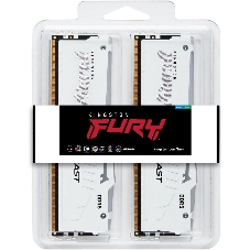 Оперативная память Kingston Fury Beast, DDR5, 32Gb (2x16Gb), 6000MHz, CL36, DIMM, с радиаторами, RGB, белый