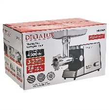 Мясорубка электрическая DELTA LUX DE-605M черный, 4500 Вт, 2.8 кг/мин, реверс, защита от перегрузки, насадки - 5