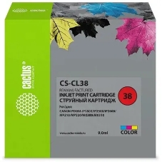 Картридж струйный Cactus CS-CL38 цветной (9 мл.) для Canon Pixma iP1800/iP1900/iP2500/iP2600/MP140/MP190/MP210/MP220/MP470/MX300/MX310
