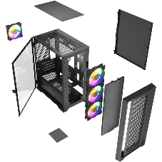 Корпус PowerCase ByteFlow Micro Black LE, Micro-Tower, чёрный