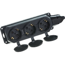 Колодка каучуковая ЭРА с/з 3гн 16A IP44 черная