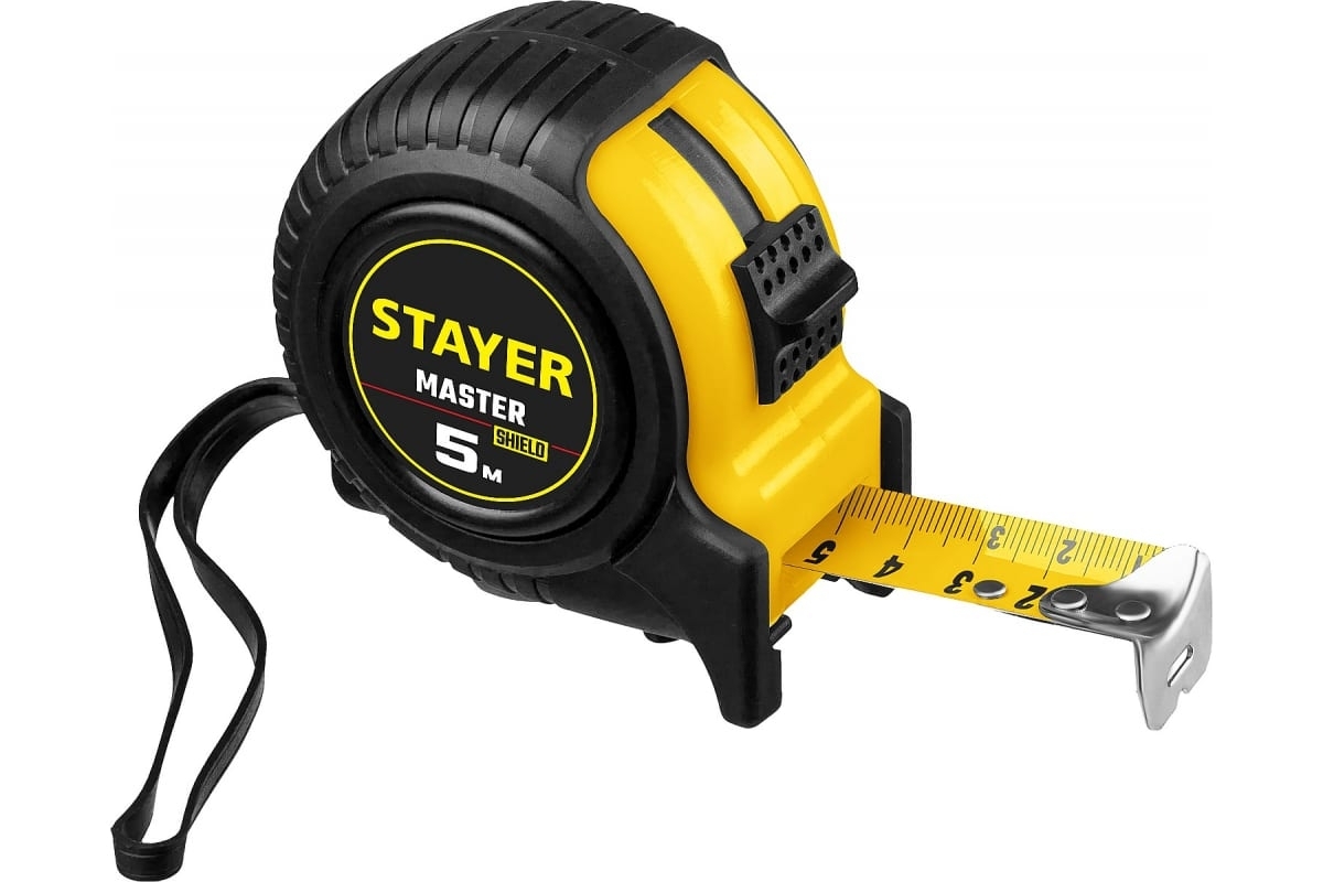 Рулетка Stayer MASTER 5м/25мм в ударостойком обрезиненном корпусе 34025-05-25