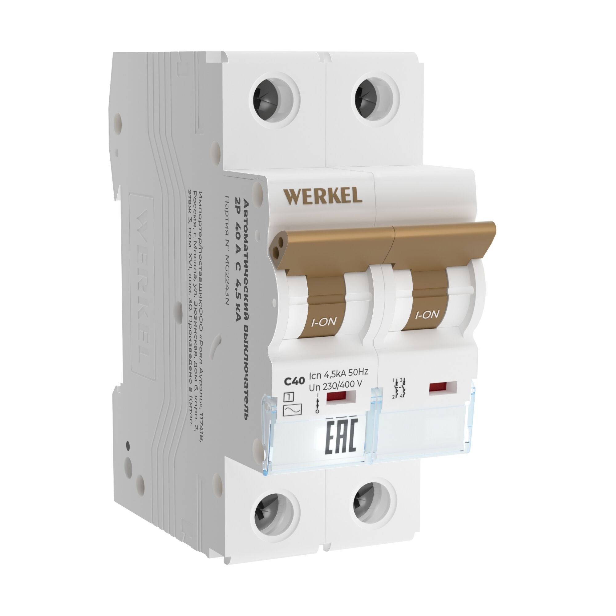 Автоматический выключатель Werkel 2P  40 A  C  4,5 кА W902P404