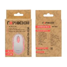 Мышь проводная Гарнизон GM-100W белый, 1000 dpi, USB, кнопки - 3