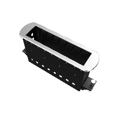 Прямоугольный металлический корпус Wize Pro WRTS-M-8BOX-S серия M, для модульной системы врезного лючка в стол с убирающейся крышкой для установки до 8 модулей-вставок серии М, серебристый