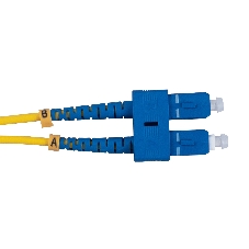 Патч-корд оптический Cabeus Tight Buffer FOP(d)-9-SC-ST-3m Duplex ST/SC, OS2 9/125, LSZH, 3м, Ø 3мм, чёрный хвостовик, цвет: жёлтый