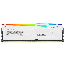 Оперативная память Kingston Fury Beast RGb, DDR5, 32Gb (1x32 Gb), 6000 MHz, CL30, радиатор, RGb, белый