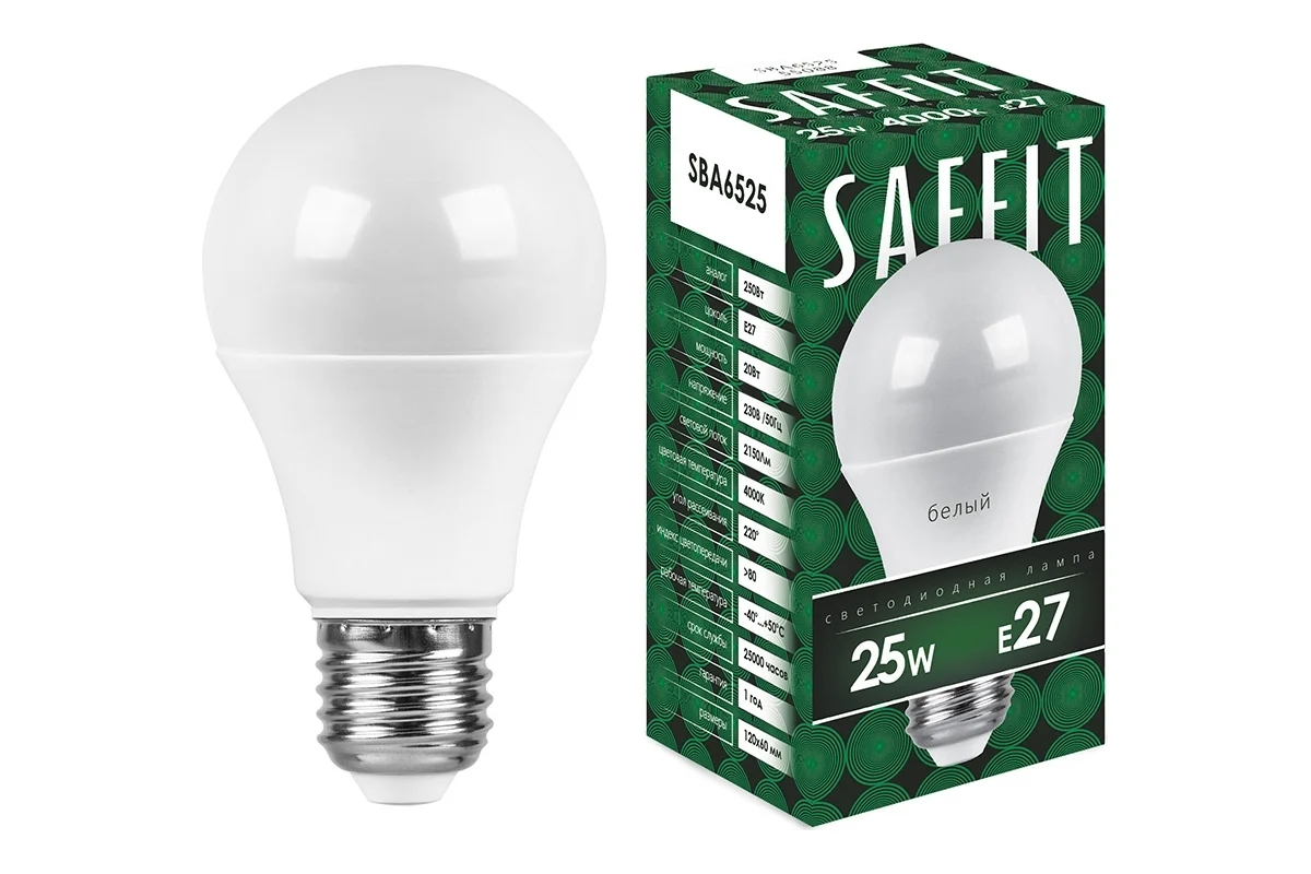Лампа светодиодная SAFFIT SBA6525 (55088) 25Вт Е27 белый