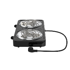 Плита настольная электрическая MAXVI HE201 черный, 2 кВт, ТЭН, конфорки - 2, эмаль, поворотные переключатели