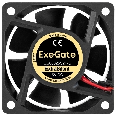 Вентилятор корпусной ExeGate ExtraSilent ES06025S2P-5, 60 мм, 2300 об/мин, 18 дБ, 2-pin, без подсветки