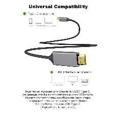 Кабель USB3.1 CM-HDMI 1.8M CU423MC-1.8M VCOM