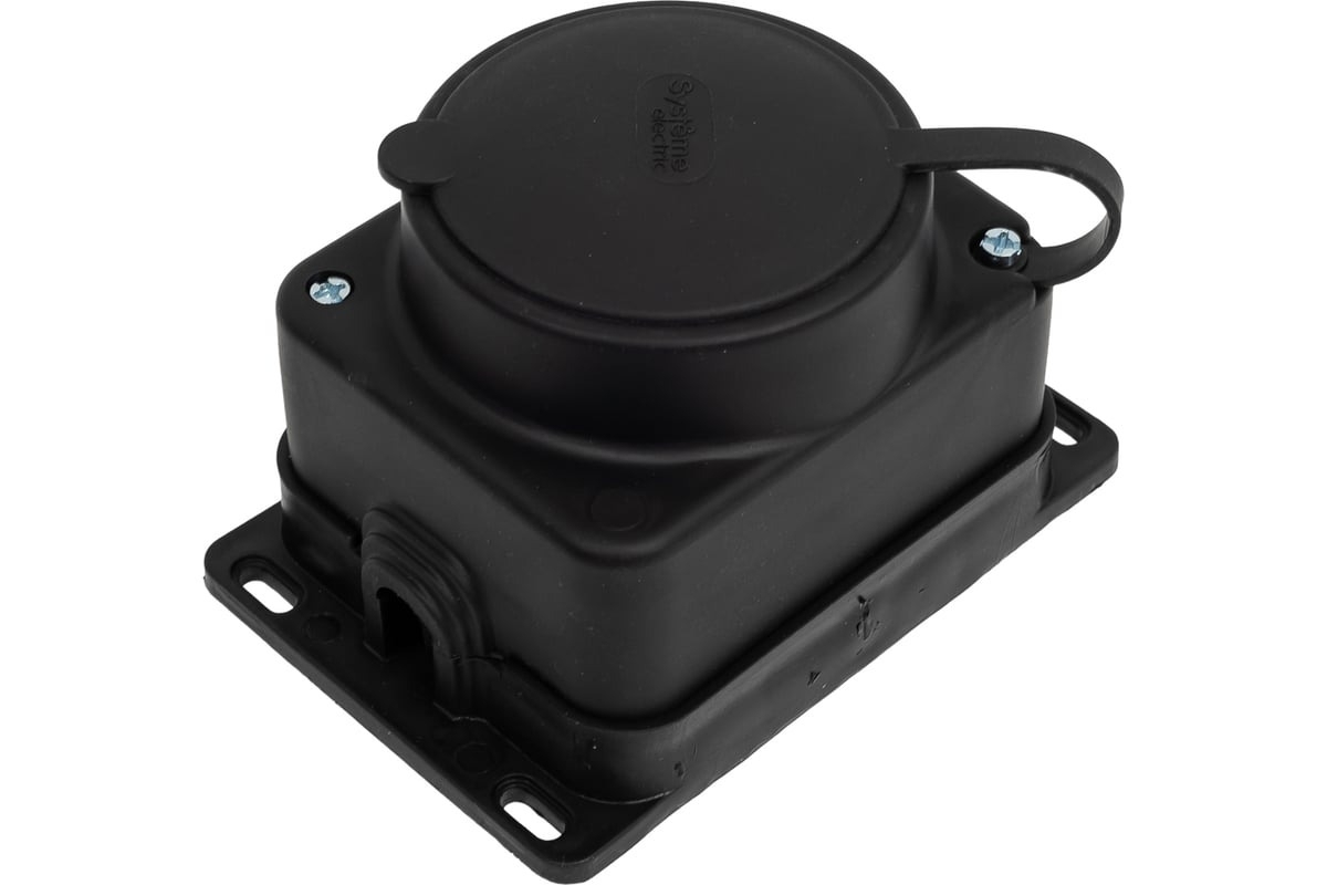 Колодка MultiSet 1х розетка 2К+З 16А/250В IP44 каучуковая черн. SE MST4003BK